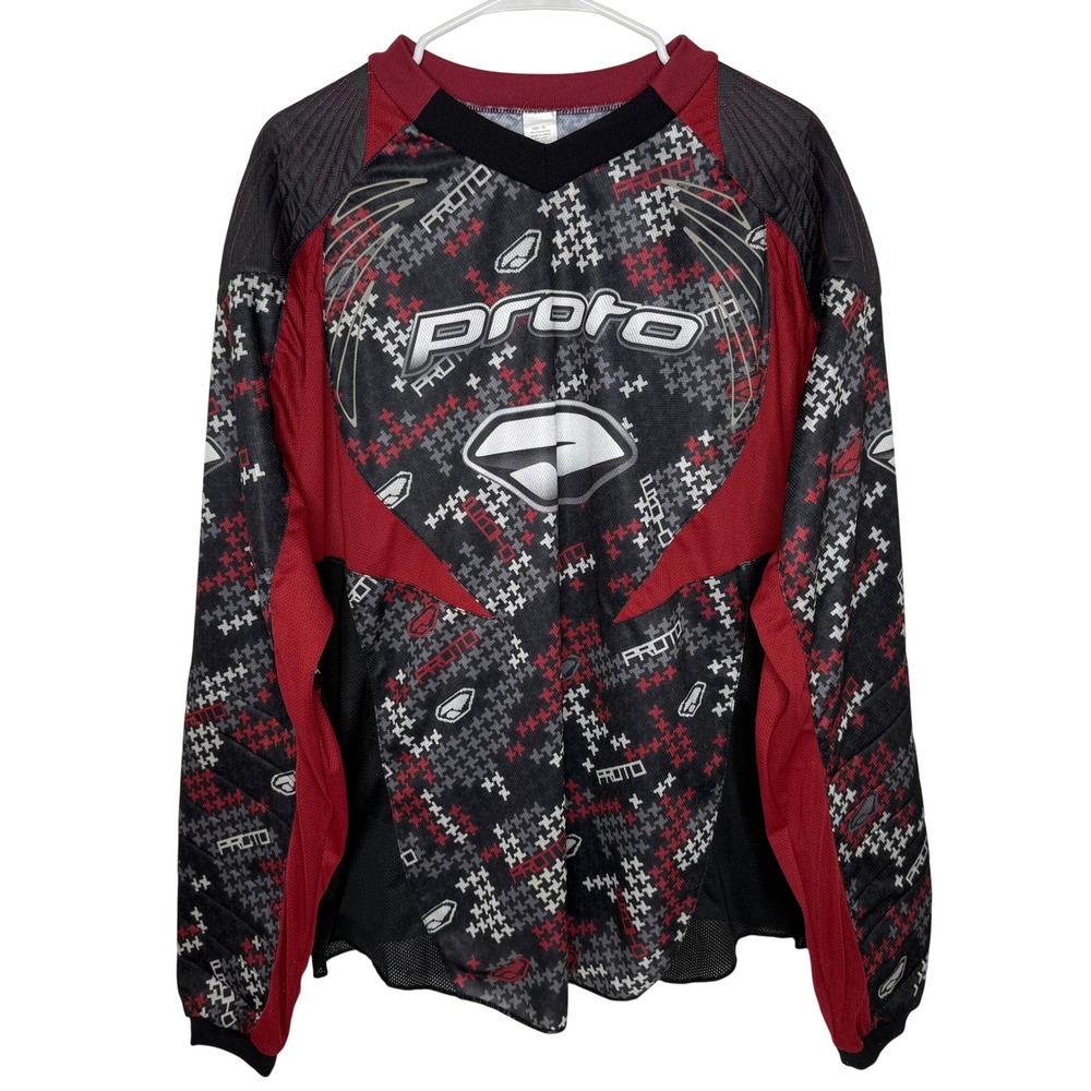 Proto Paintball Jersey Dye Mens XL Red Black Grey Padded Long Sleeve DYE-08-1